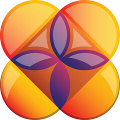 Abstract four petal flower logo illustration in trendy and minimal style