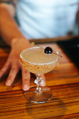bartender serving cocktail