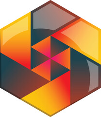 Abstract hexagon logo illustration in trendy and minimal style