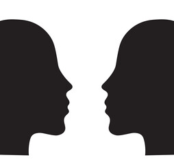Two human heads vector design.