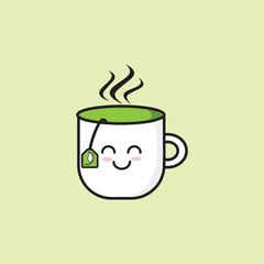 Hot Matcha cute kawaii vector design