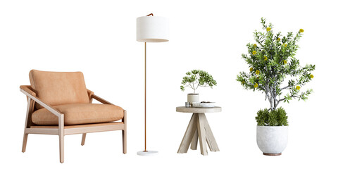 Modern interior furniture set in 3d rendering - Powered by Adobe