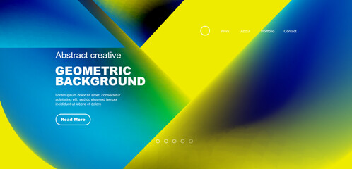 Geometric landing page background. Fluid colors and simple shapes abstract composition. Vector illustration for wallpaper, banner, background, leaflet, catalog, cover, flyer