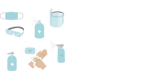Clipart illustrations of protection against viral infection