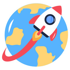 Get this editable flat icon of global launch 