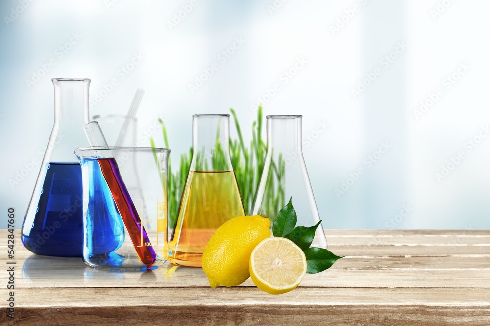 Wall mural Set of transparent glass laboratory test tubes