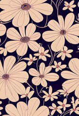Seamless pattern with flowers in art deco style. Modern trendy print.