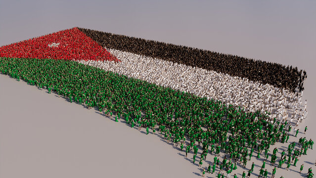 Jordanian Banner Background, with People coming together to form the Flag of Jordan.