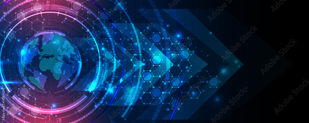 Poster communication network technology world concept abstract background image