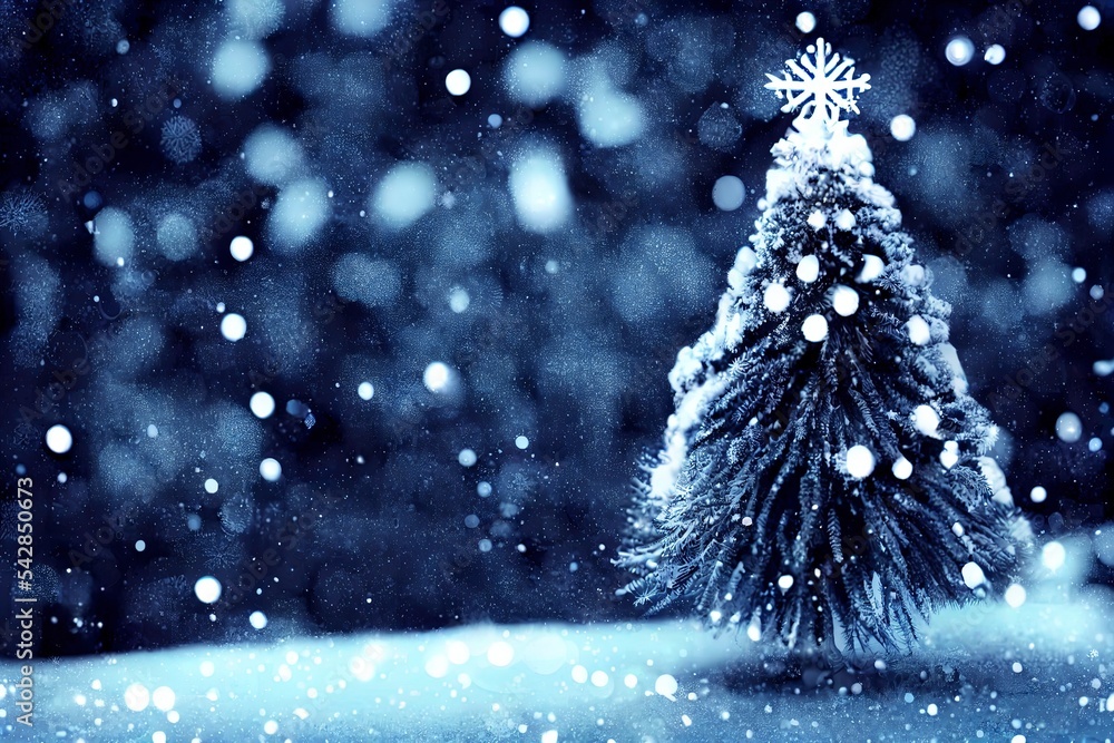 Sticker christmas tree snow background