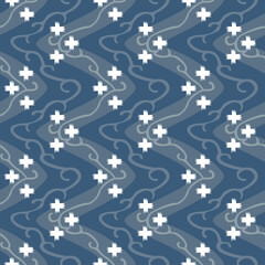 Japanese Cross Shape Zigzag Vector Seamless Pattern