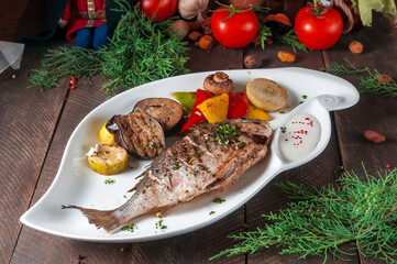 grilled fish with vegetables