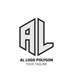 AL Logo Polygon - Minimalist Alphabet Logo in Polygon Shape