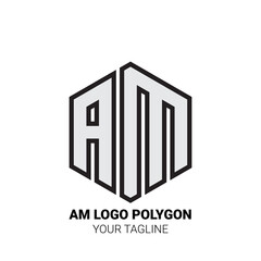 AM Logo Polygon - Minimalist Alphabet Logo in Polygon Shape