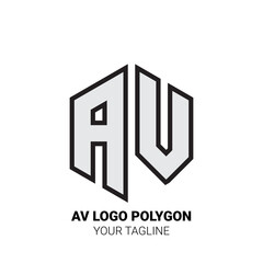 AV Logo Polygon - Minimalist Alphabet Logo in Polygon Shape