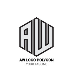 AW Logo Polygon - Minimalist Alphabet Logo in Polygon Shape