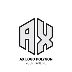 AX Logo Polygon - Minimalist Alphabet Logo in Polygon Shape