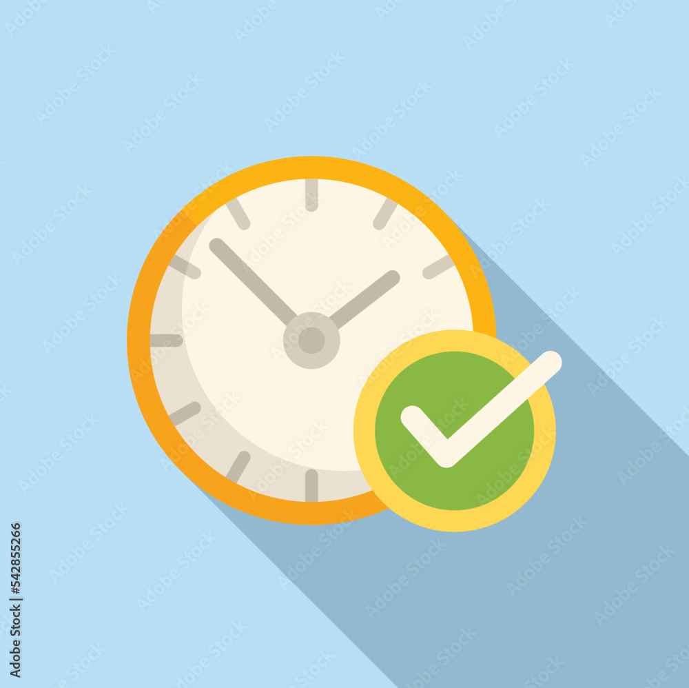 Poster approved timer icon flat vector. team go. work project