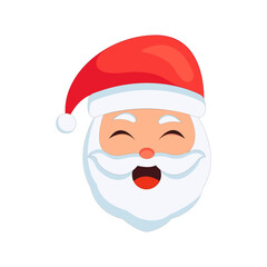 Happy Santa Claus face vector isolated on white background.  smiling Santa Claus vector. 