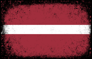 old dirty grunge vintage latvia national flag illustration
