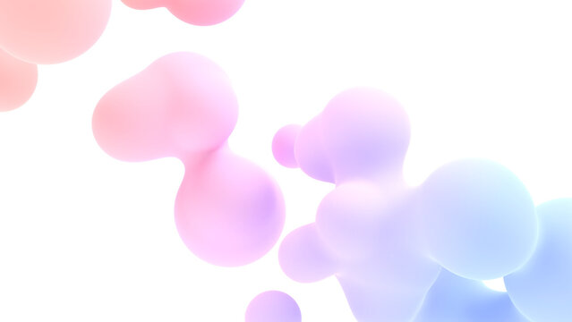 fluid metaball 3d illustration, satisfying and abstract motion graphics background. can be used to represent concept of soft, bubbles or creative template