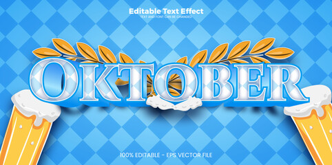 Obraz premium Oktober editable text effect in modern trend style