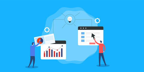 Businessmen using data driven solution, improves business opportunity, customer service and sales growth concept.