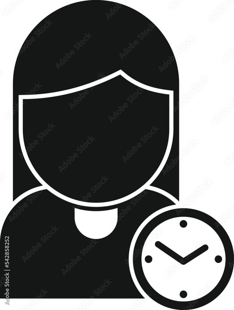 Poster woman time task icon simple vector. work clock. control schedule