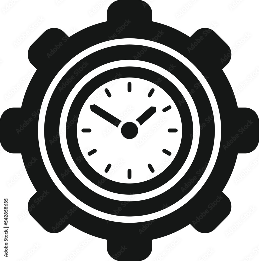 Poster gear time icon simple vector. clock project. schedule team