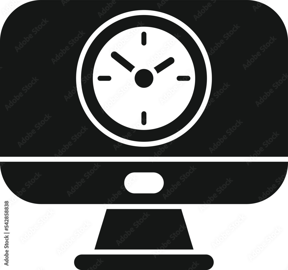 Poster monitor clock icon simple vector. work project. task timer