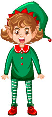 Christmas elf girl cartoon character