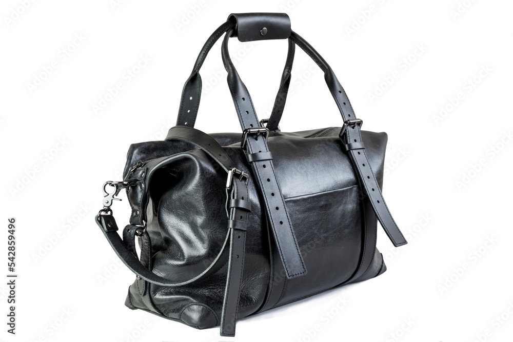 Wall mural big black leather bag isolated on white background