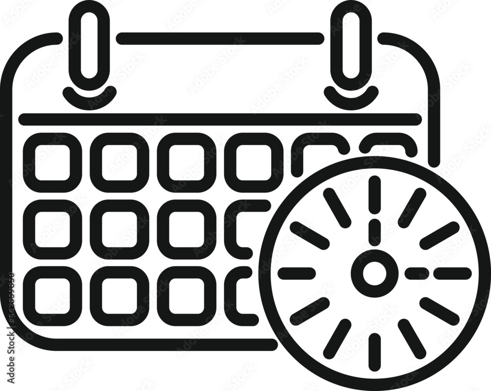 Poster calendar time icon outline vector. work control. task team