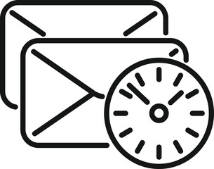 Mail time send icon outline vector. Clock project. Task control