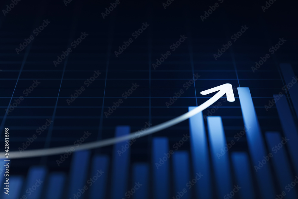 Poster business chart graph data arrow diagram on information finance report background of growth strategy 