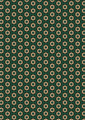 Gold, Green Christmas Tree and Ornaments Background Pattern
