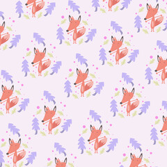 Seamless pattern with cute cartoon animals perfect for kids clothes design and decoration