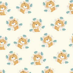 Obraz na płótnie Canvas Seamless pattern with cute cartoon animals perfect for kids clothes design and decoration