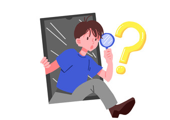 スマホで調べる人物のイラスト