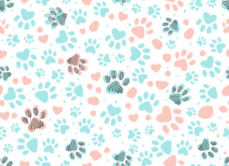Animal paw print seamless pattern. Dalmatian Spots. Vector hand-drawn background.  © Светлана Вдовина