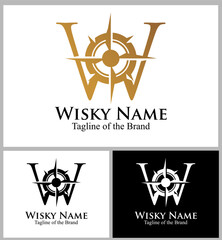 compas arrow inside W text custom logo vector illustration © vektor junkie