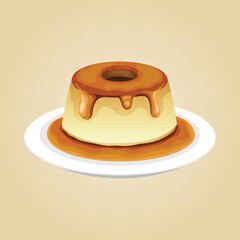 Pudding Cream Caramel Dessert Sweet Food Vector