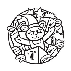 Cute and Cool Christmas Doodle Coloring Page