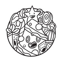Cute and Cool Christmas Doodle Coloring Page