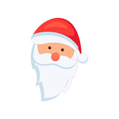  Cute Santa Claus head with Merry Christmas. Happy Xmas new year greeting gift design template, Flat design vector Illustration