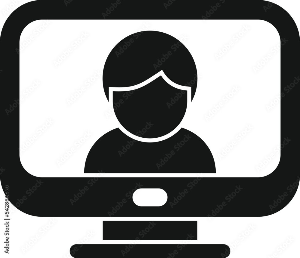 Poster monitor assistant icon simple vector. office service. help support