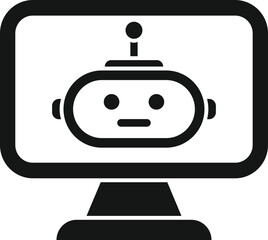 Fototapeta premium Online bot icon flat vector. Office service. Customer support