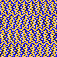 Optical illusion seamless pattern of zigzag deformed stripes. Repeatable ripples texture. Psychedelic abstract wallpaper.