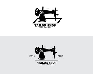 Classic sewing machine logo silhouette collection set