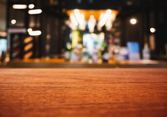Table counter Blur Restaurant Bar shop as background